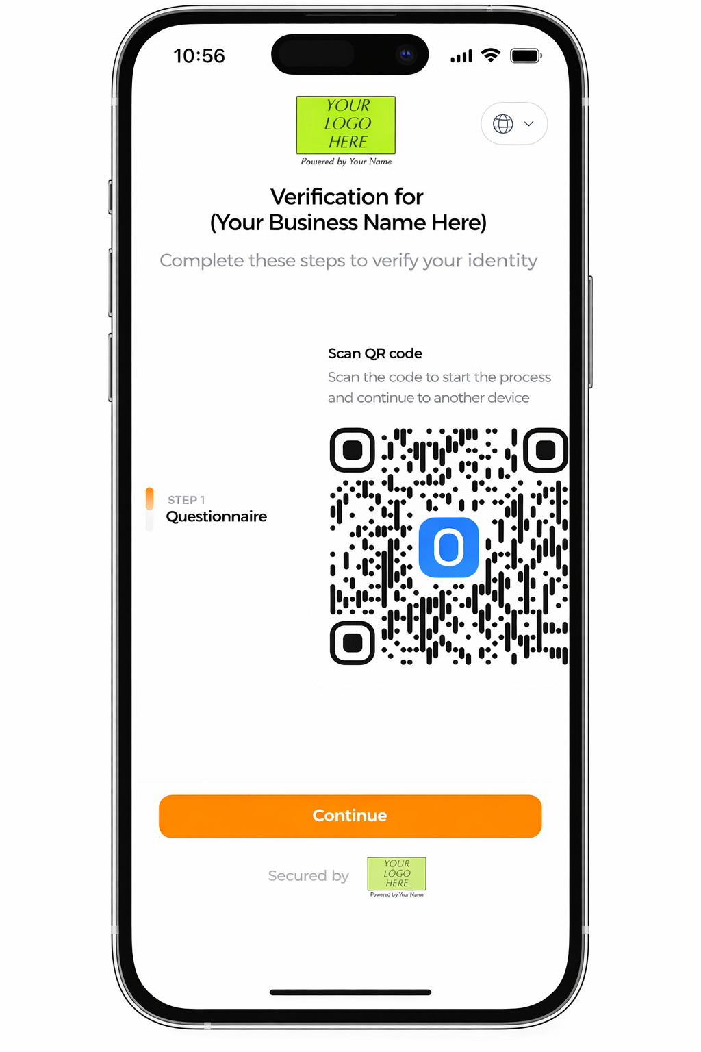 Verify app - client verification link screen